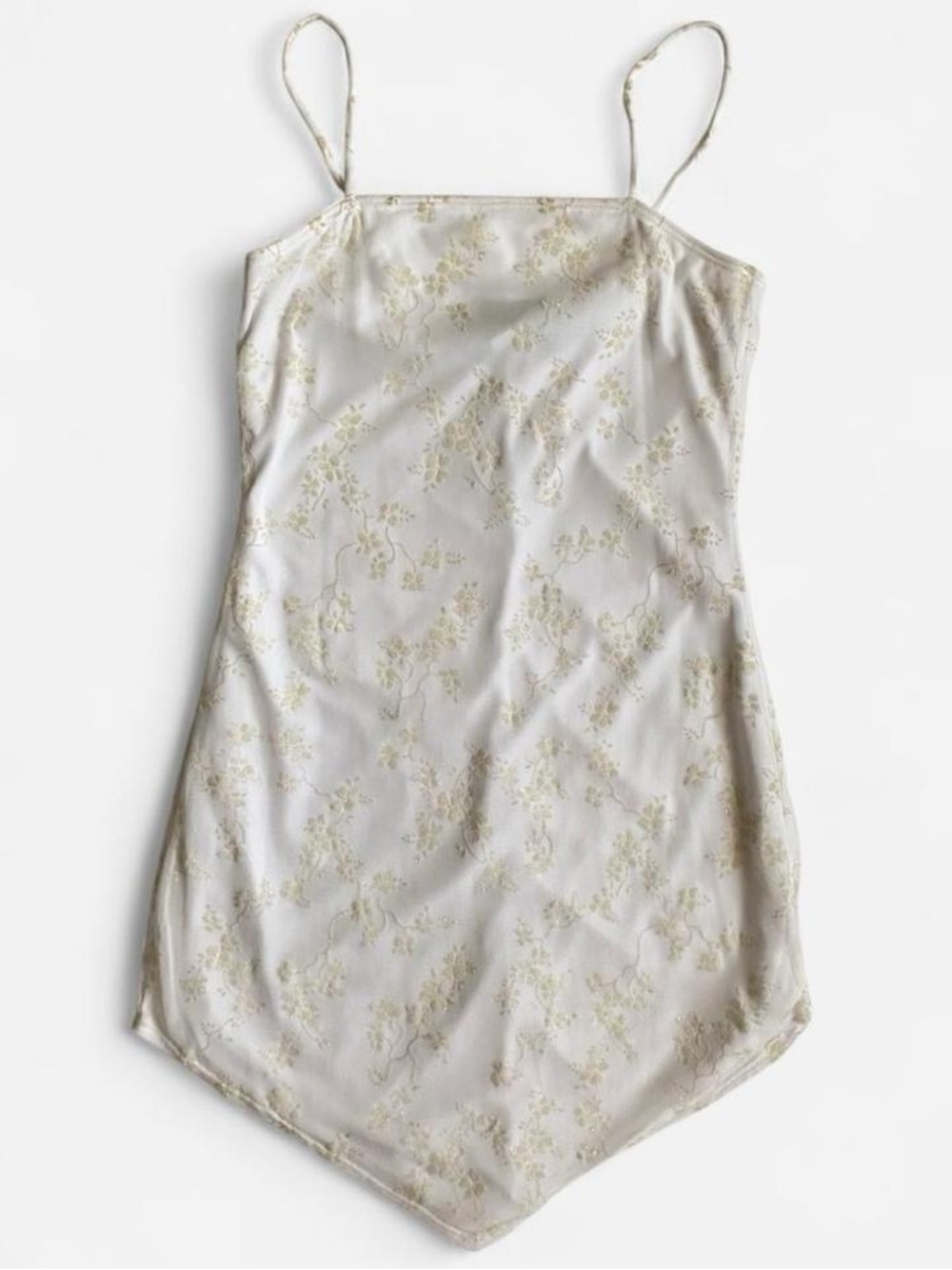 Vintage white sparkly floral glitter mini slip dress